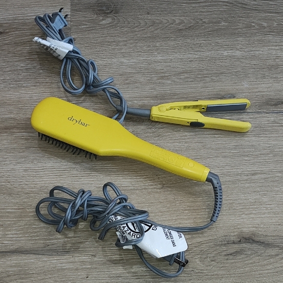 Drybar Yellow Styling Brush and Mini Flat Iron - Picture 1 of 1